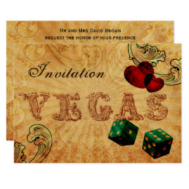 Rustic Vintage Green Vegas Wedding Invitations 